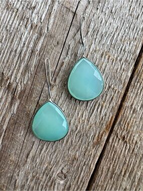 Teardrop Aqua Glass Drop Earrings - Unbranded